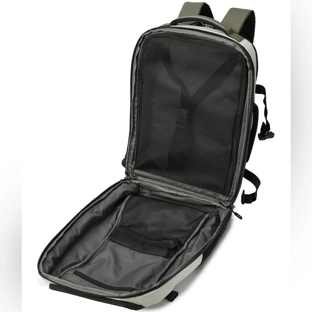 Hedgren Trip Large Expandable Performance Travel Backpack in Olive/Natural - Picture 4 of 6